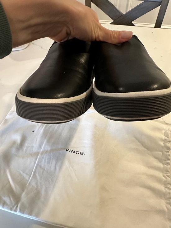 Vince Black Leather Slip-On Loafers with White Contrast Sole main image 6